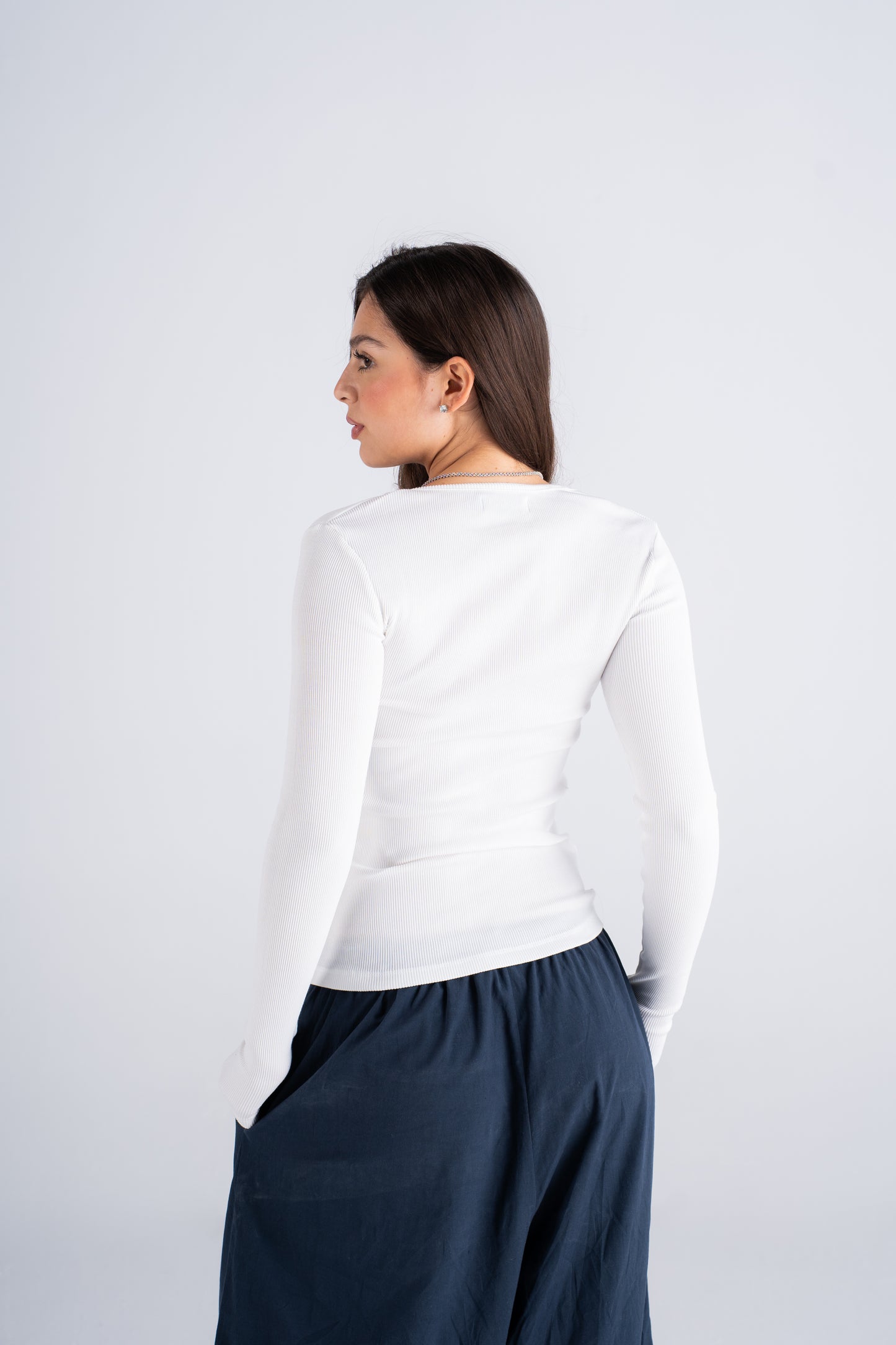 Cozy Ribbed Essential Tee White