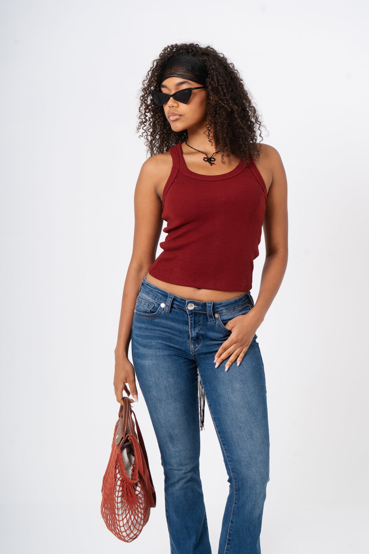 Round neck ribbed top