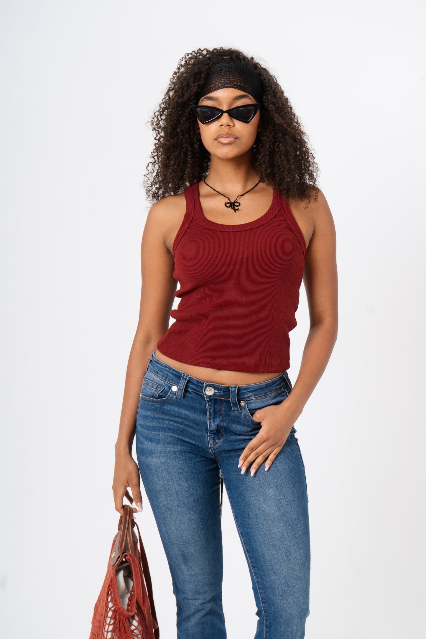Round neck ribbed top